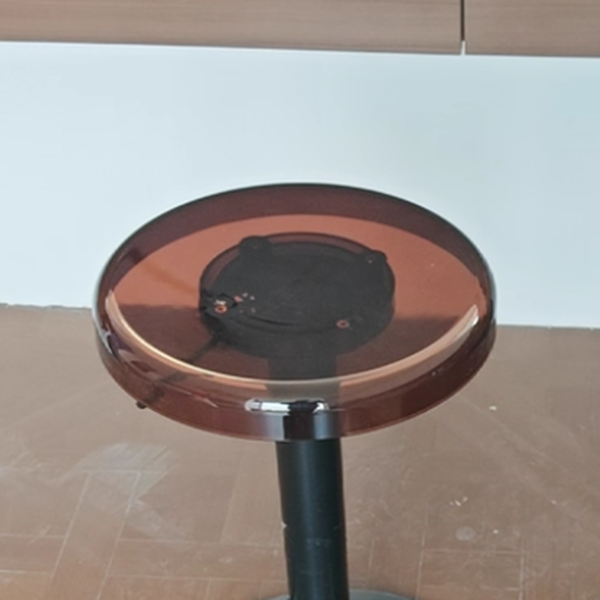 Verstelbare barkruk met ronde acrylzitting en stalen voet