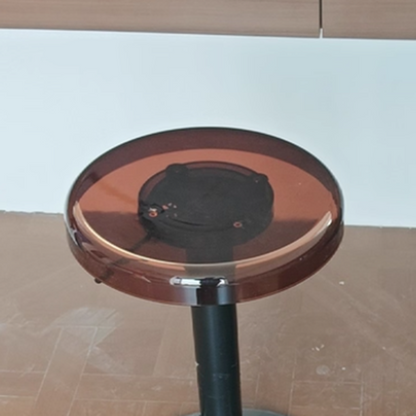 Verstelbare barkruk met ronde acrylzitting en stalen voet