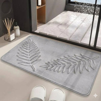 Badmat Set Met Bladerenpatroon En Memory Foam Voor Extra Comfort