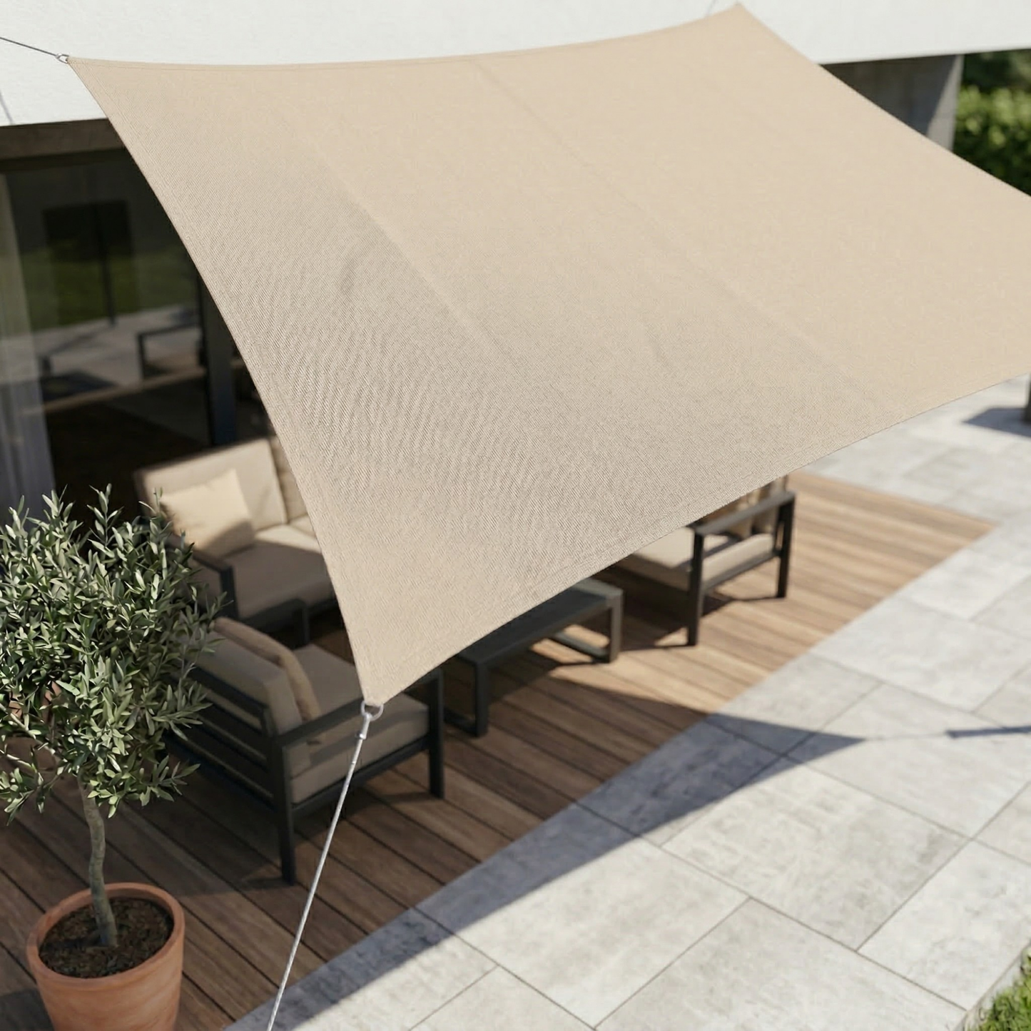 Rechthoekig Schaduwdoek Waterdicht met UV‑Bescherming