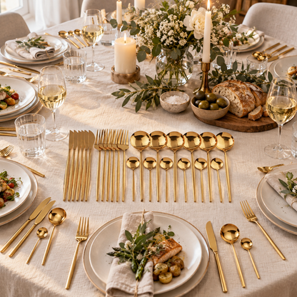 Elegant 24-Delig Bestekset van Roestvrij Staal met Hoogglans Afwerking