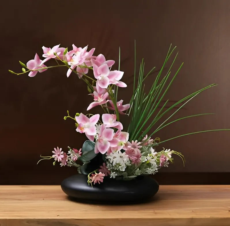 Decoratieve Keramische Vaas Met Orchidee Accent Voor Moderne Interieurs
