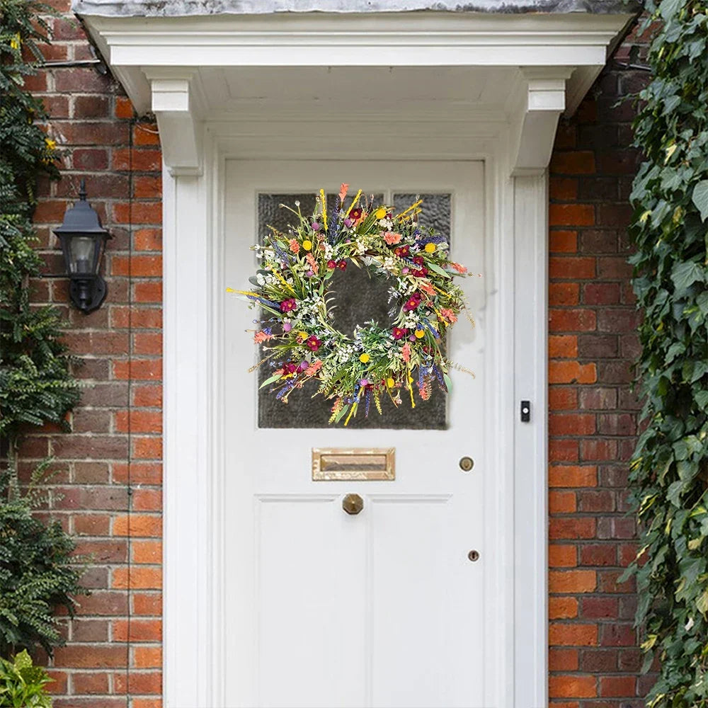 Decoratieve Bloemenkrans Met Natuurgetrouwe Materialen En Seizoensbestendige Sfeerstijl