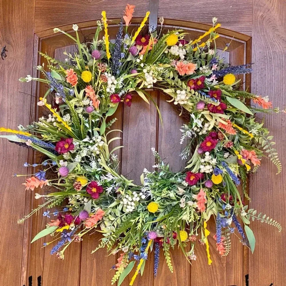 Decoratieve Bloemenkrans Met Natuurgetrouwe Materialen En Seizoensbestendige Sfeerstijl