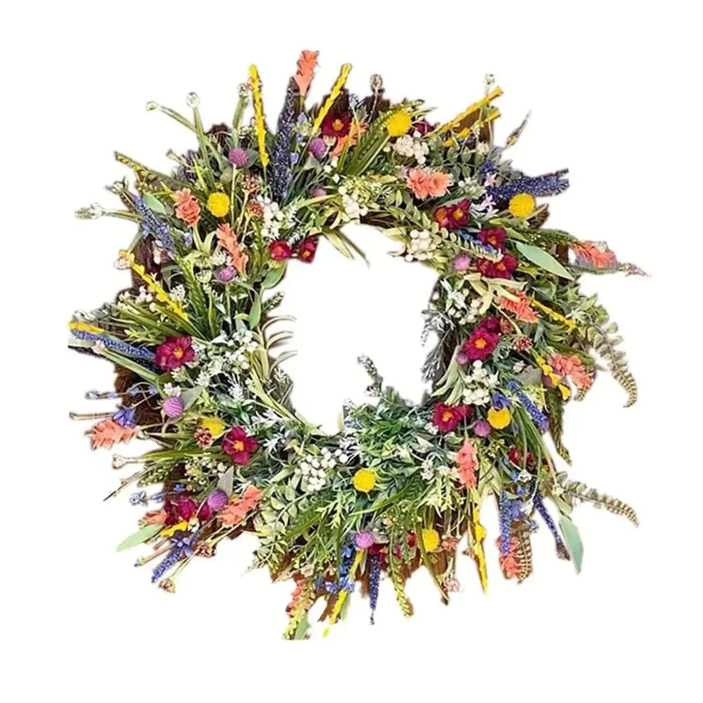 Decoratieve Bloemenkrans Met Natuurgetrouwe Materialen En Seizoensbestendige Sfeerstijl