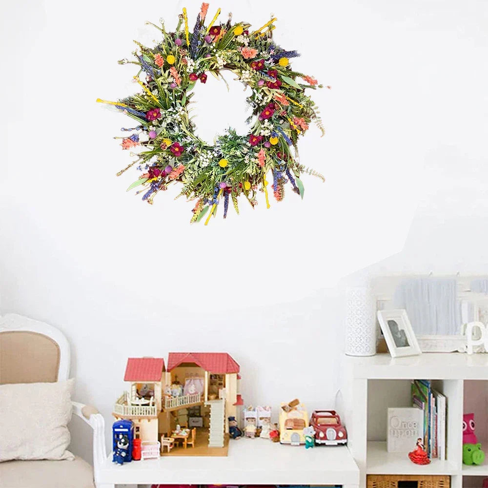 Decoratieve Bloemenkrans Met Natuurgetrouwe Materialen En Seizoensbestendige Sfeerstijl