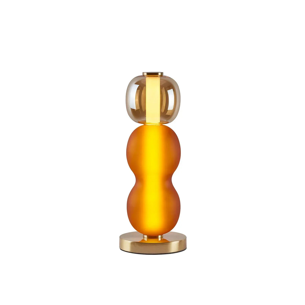 Elegante Tafellamp van Gekleurd Glas met Messing Voet