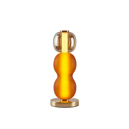 Elegante Tafellamp van Gekleurd Glas met Messing Voet