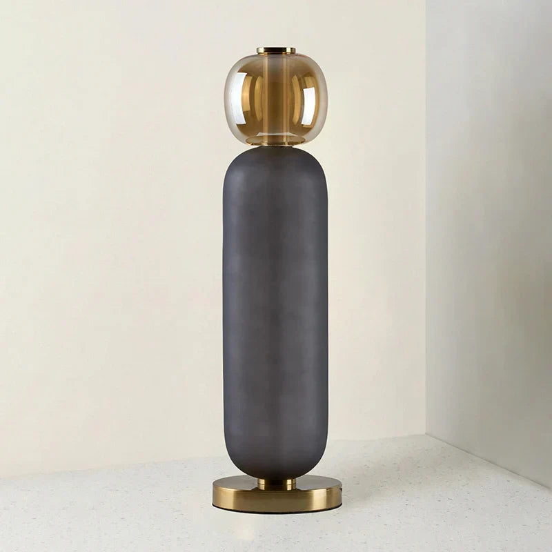 Elegante Tafellamp van Gekleurd Glas met Messing Voet