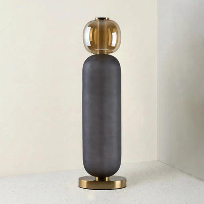 Elegante Tafellamp van Gekleurd Glas met Messing Voet