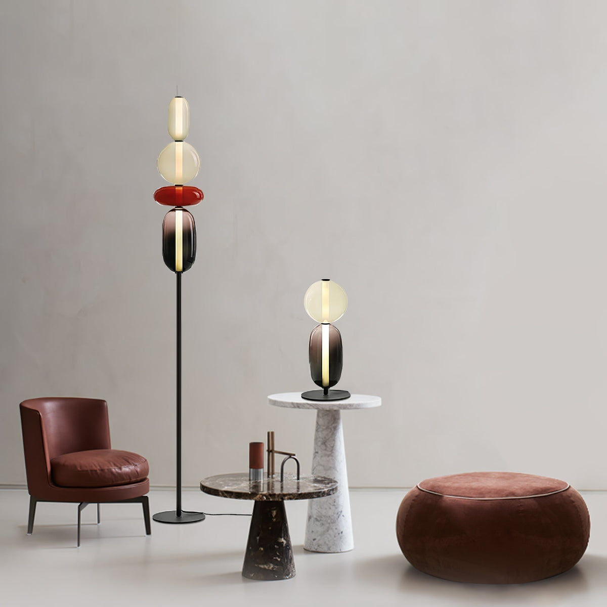 Artistieke Vloerlamp Met Gestapeld Glasdesign En LED-Verlichting
