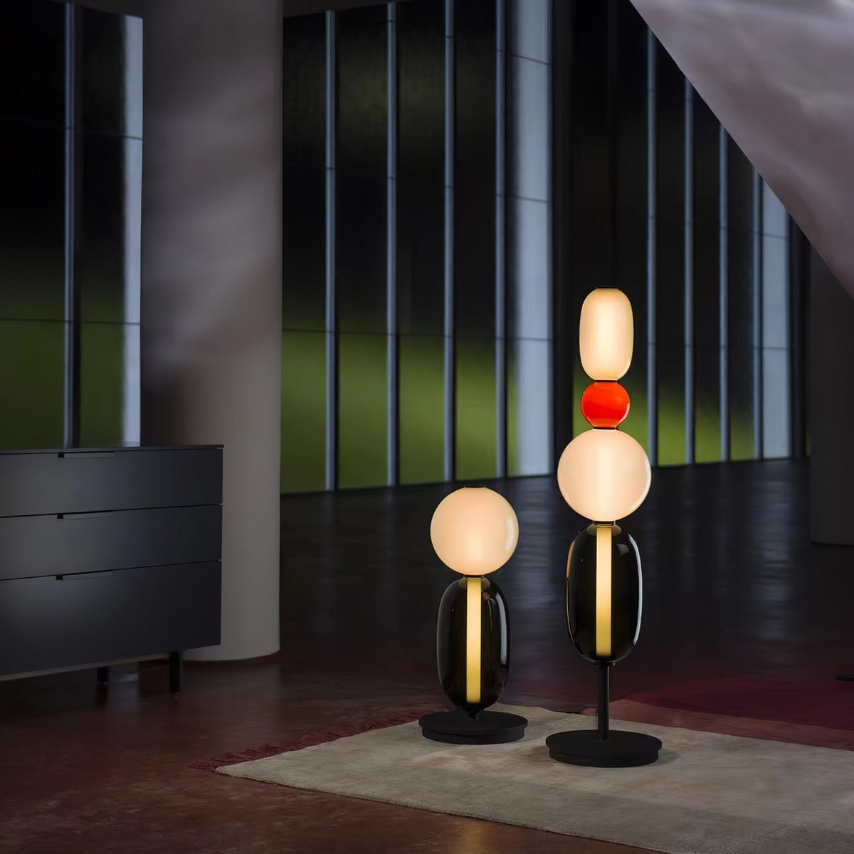 Artistieke Vloerlamp Met Gestapeld Glasdesign En LED-Verlichting