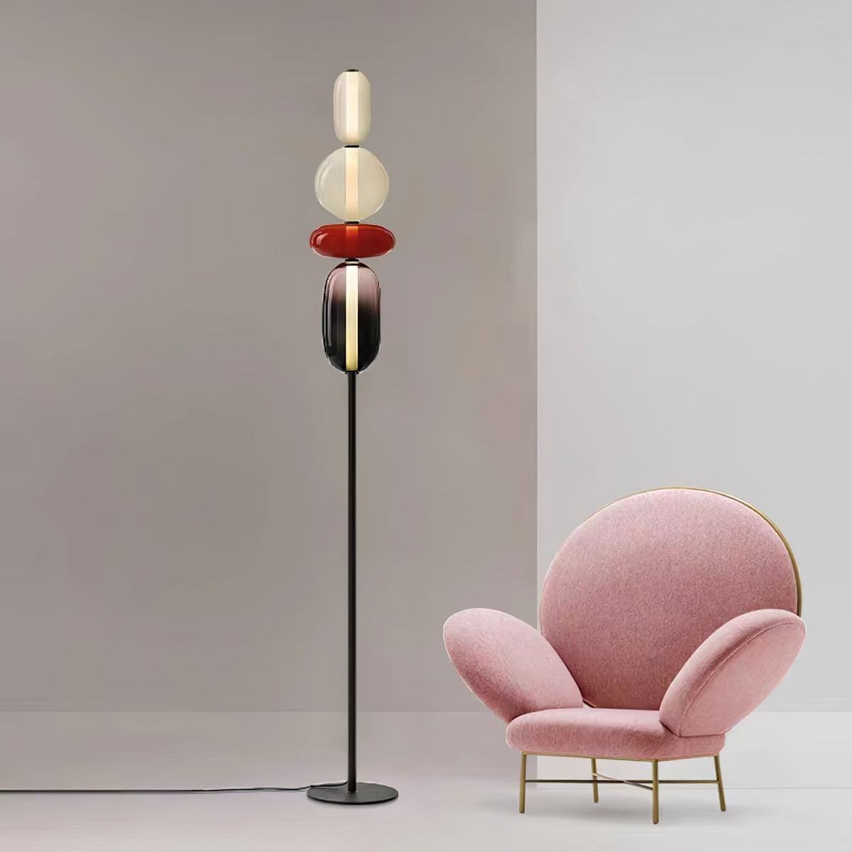 Artistieke Vloerlamp Met Gestapeld Glasdesign En LED-Verlichting