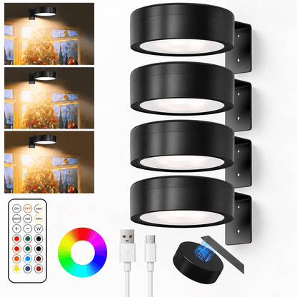 Draadloze LED Schilderijverlichting met Afstandsbediening – 4 Stuks