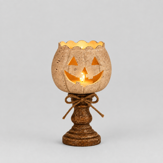 Pompoenlamp met Flakkerend LED-licht en Decoratieve Voet