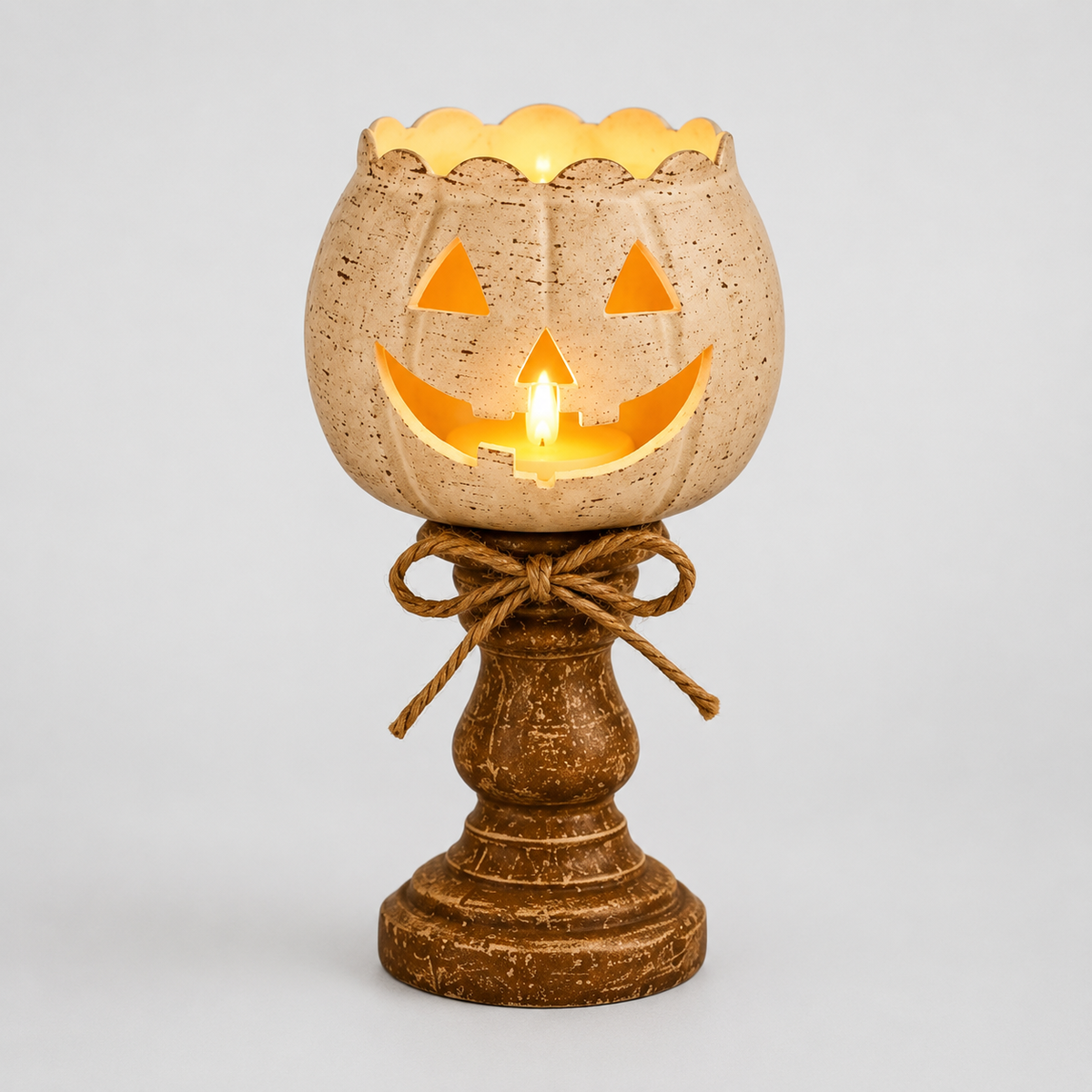 Pompoenlamp met Flakkerend LED-licht en Decoratieve Voet