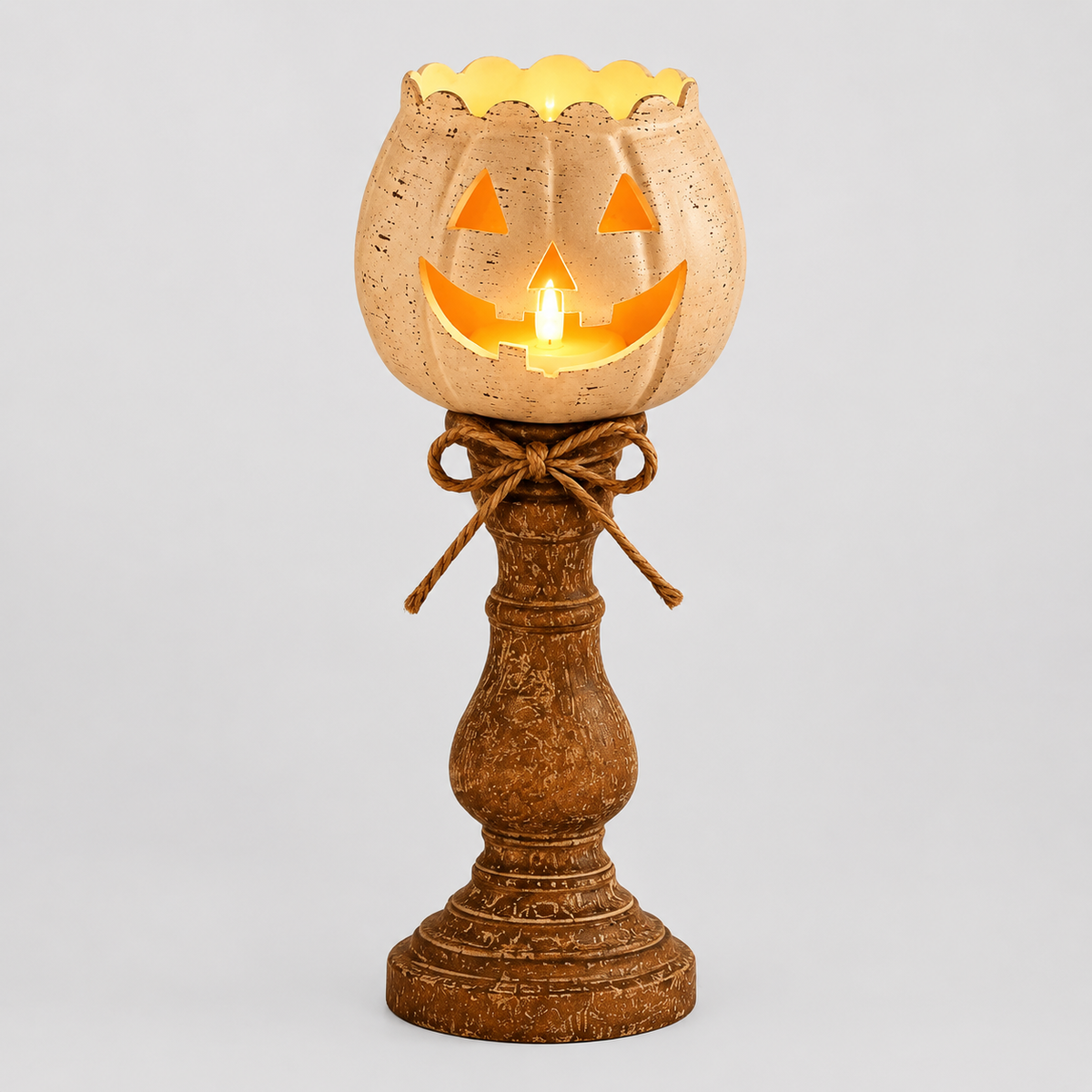 Pompoenlamp met Flakkerend LED-licht en Decoratieve Voet