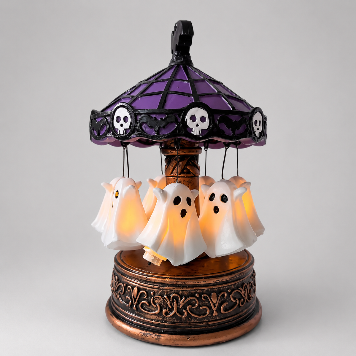 Draaiende Halloween-draaimolen met Verlichte Spookfiguren
