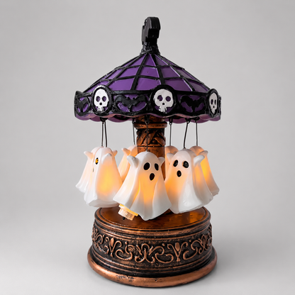 Draaiende Halloween-draaimolen met Verlichte Spookfiguren