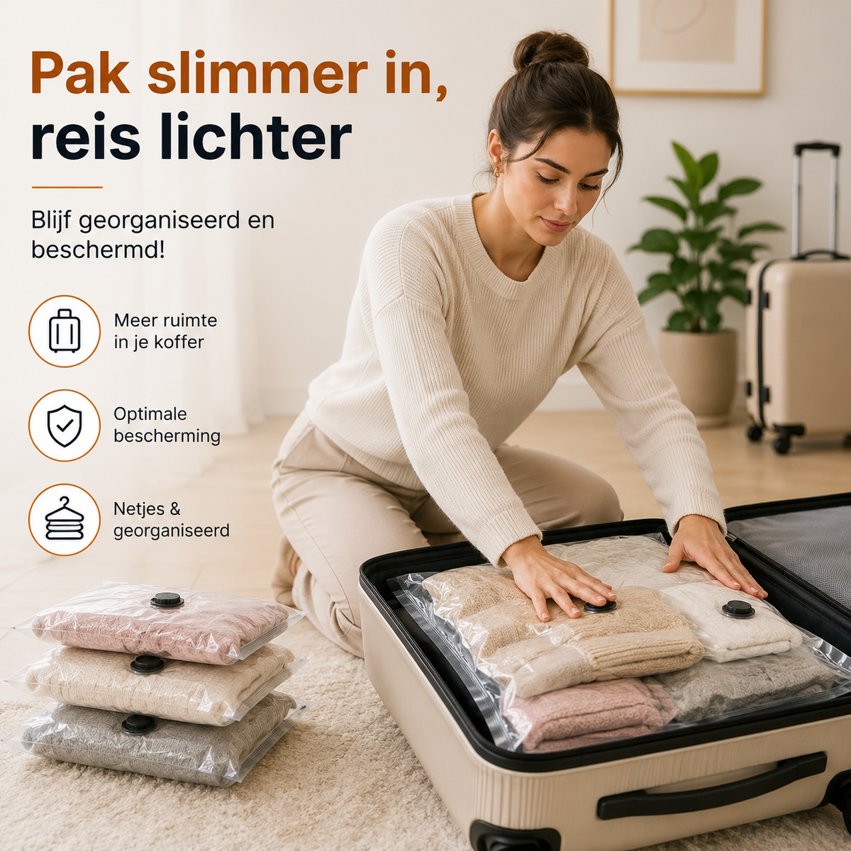 Vacuümzakken Met Draadloze Pomp Voor Compacte Kledingopslag