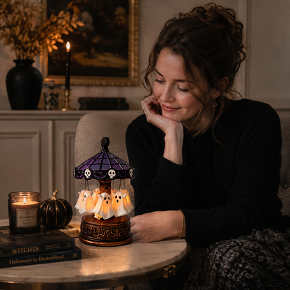 Draaiende Halloween-draaimolen met Verlichte Spookfiguren