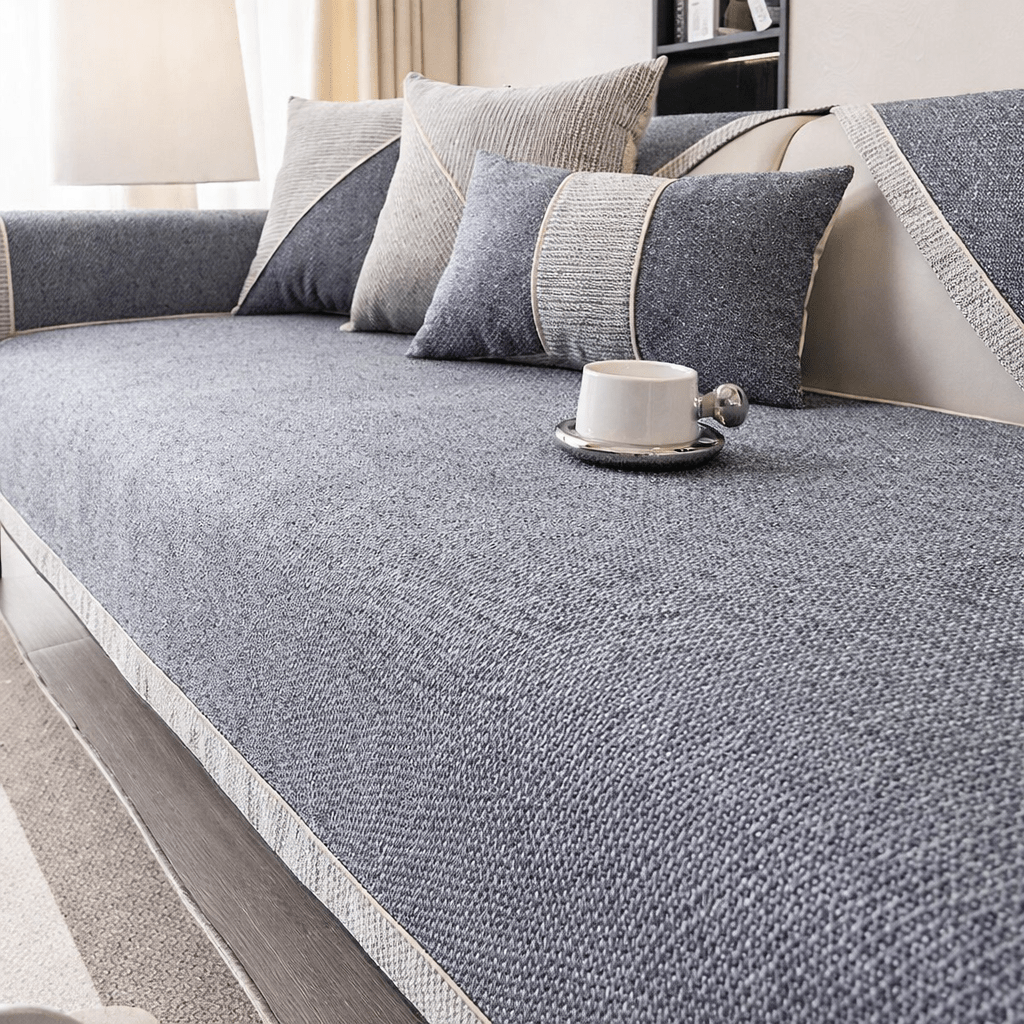 Katoenen Linnen Sofa Overworp Met Antislip Onderzijde