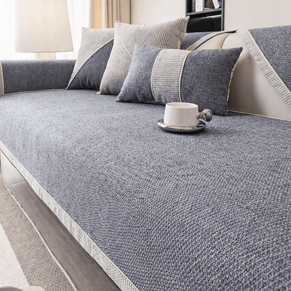 Katoenen Linnen Sofa Overworp Met Antislip Onderzijde