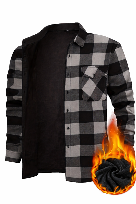 Heren Winter Plaid Shirt met Fleece Voering – Heavy-Duty Outdoor Comfort