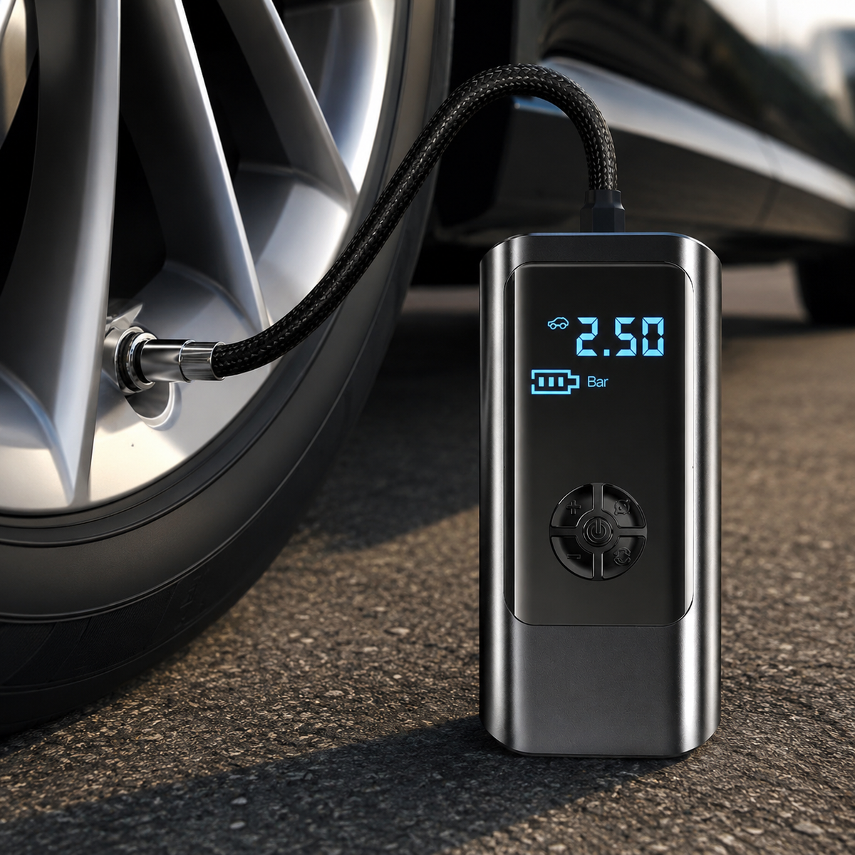 Draadloze Luchtcompressor Met Digitaal Display Voor Auto- En Fietsbanden