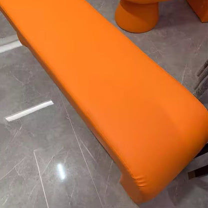 Gestreepte zitbank van PU-leer met houten frame in diverse lengtes