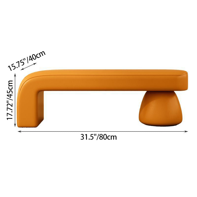 Gestreepte zitbank van PU-leer met houten frame in diverse lengtes