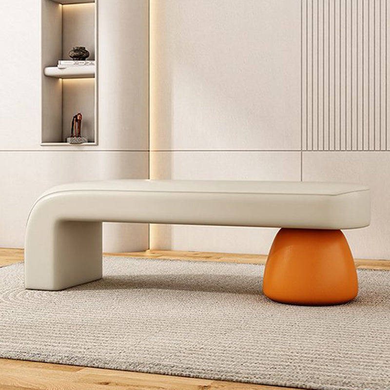 Gestreepte zitbank van PU-leer met houten frame in diverse lengtes