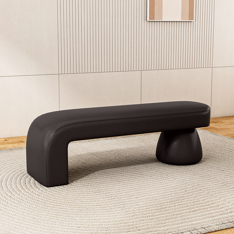 Gestreepte zitbank van PU-leer met houten frame in diverse lengtes