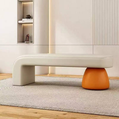 Gestreepte zitbank van PU-leer met houten frame in diverse lengtes