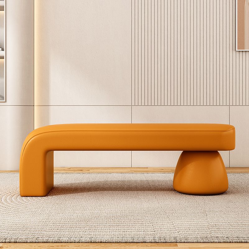 Gestreepte zitbank van PU-leer met houten frame in diverse lengtes