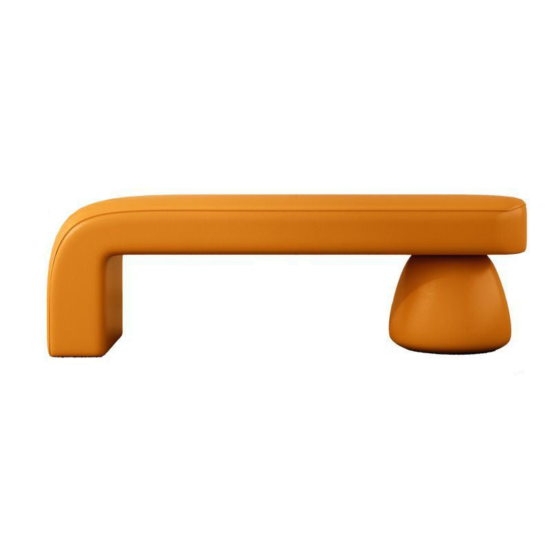 Gestreepte zitbank van PU-leer met houten frame in diverse lengtes