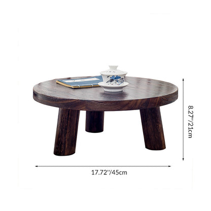 Japanse ronde bijzettafel van massief hout, drie formaten