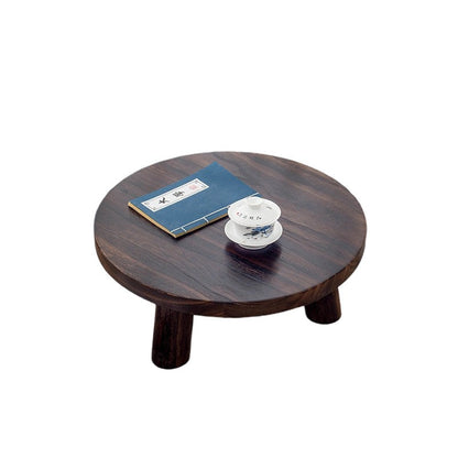 Japanse ronde bijzettafel van massief hout, drie formaten