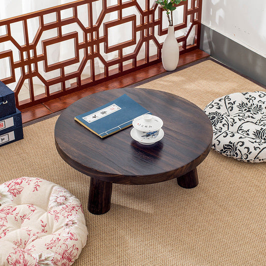 Japanse ronde bijzettafel van massief hout, drie formaten