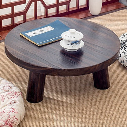 Japanse ronde bijzettafel van massief hout, drie formaten