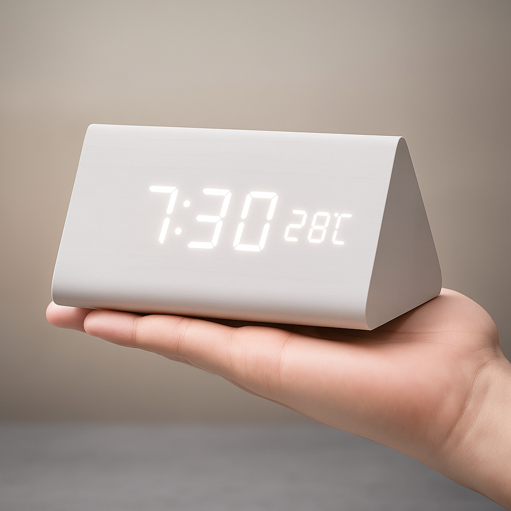Digitale LED‑Klok met Houtlook Behuizing