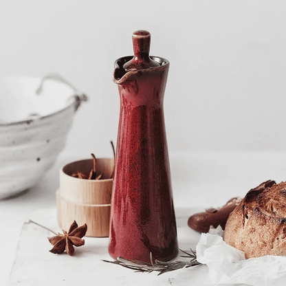 Keramische Olie‑ en Azijnfles met Run‑Glaze Afwerking voor Moderne Keukendecoratie