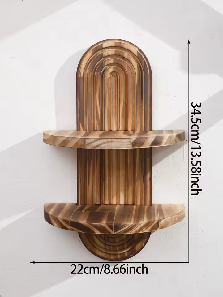 Houten Wandplank Met Geribbelde Boogplaat En Ovale Vorm