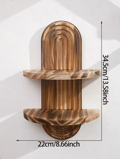 Houten Wandplank Met Geribbelde Boogplaat En Ovale Vorm