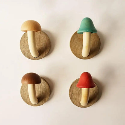 Houten Wandhaken met Paddenstoelvorm voor Speelse Moderne Binnenorganisatie
