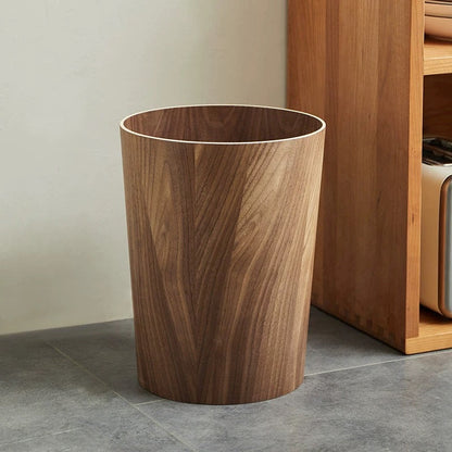 Roterende Afvalbak Met Houtstructuur En Minimalistisch Ontwerp