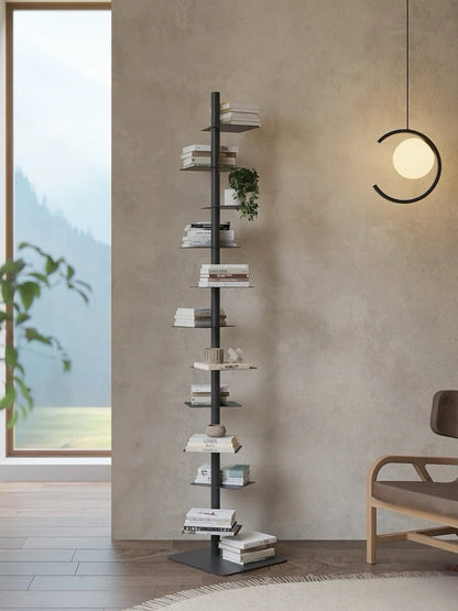 Stalen Verticale Wandplank Met Zwevende Ledges En Industrieel Ontwerp