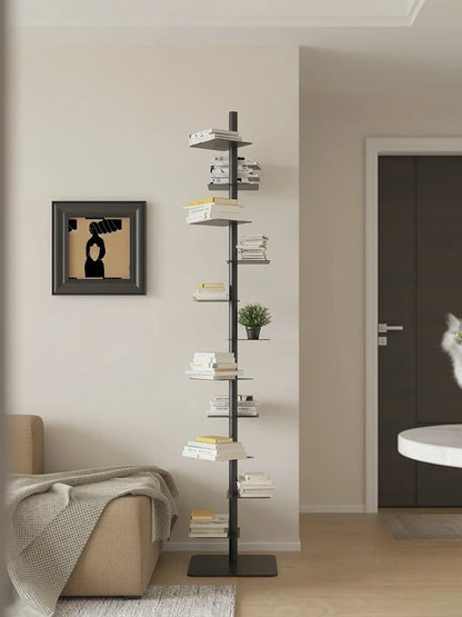 Stalen Verticale Wandplank Met Zwevende Ledges En Industrieel Ontwerp