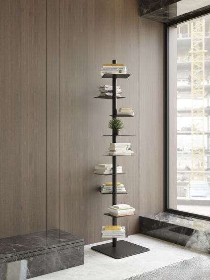 Stalen Verticale Wandplank Met Zwevende Ledges En Industrieel Ontwerp