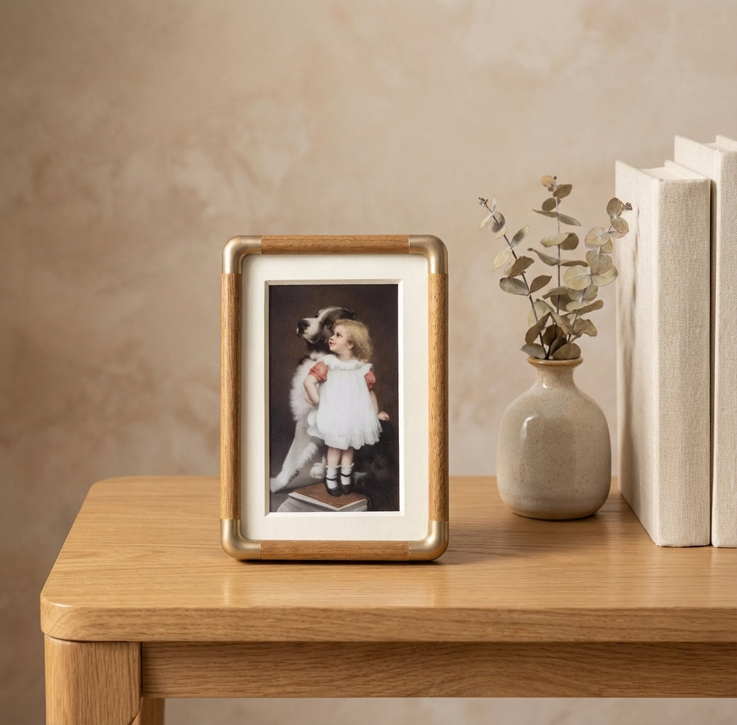 Houten Fotolijst met Vintage Profiel voor Moderne Tafelpresentatie